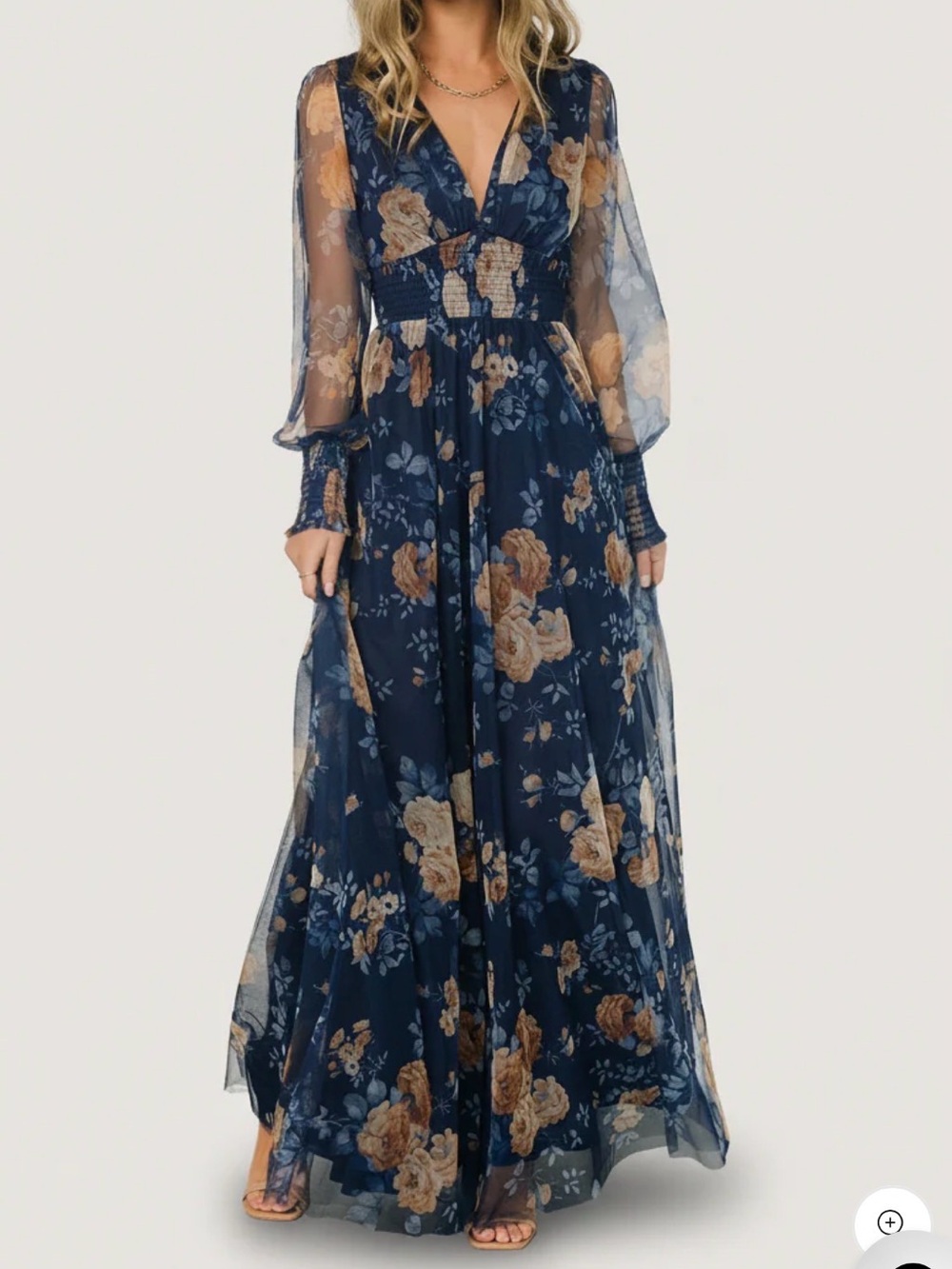 Baltic Born Navy Floral V-Neck Maxi Dress